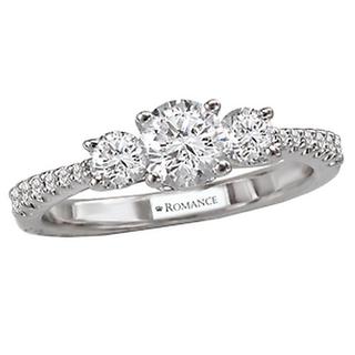 14KW Rom Com 3-Stone DIA Ring D/1CTW
