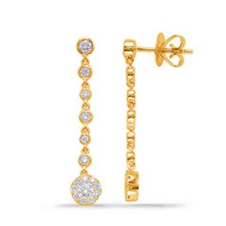 0.74ct Yellow Gold Diamond Earrings
